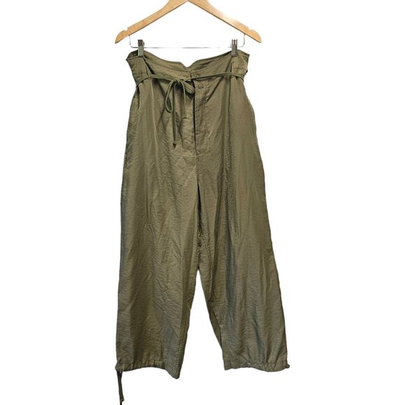 Anthropologie TINY Pants Green Paperbag Tie Waist Button LARGE - Picture 2 of 5